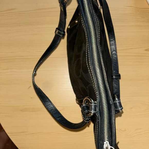 Coach Black Tote Bag with Signature Monogram and Leather Trim - Picture 8 of 13